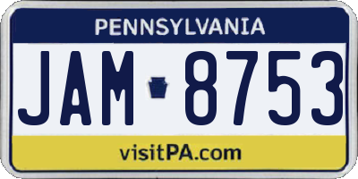 PA license plate JAM8753
