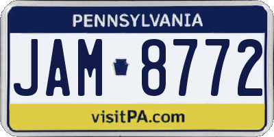 PA license plate JAM8772