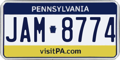 PA license plate JAM8774