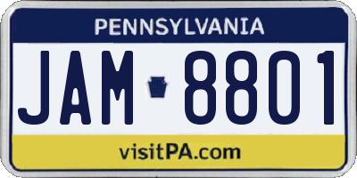 PA license plate JAM8801