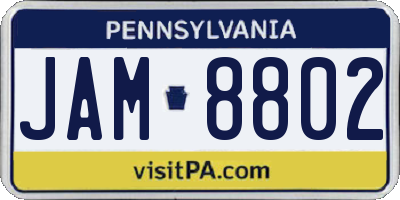 PA license plate JAM8802