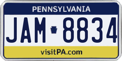 PA license plate JAM8834