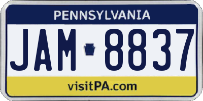 PA license plate JAM8837