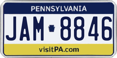 PA license plate JAM8846