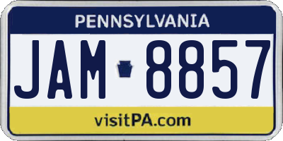 PA license plate JAM8857