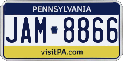 PA license plate JAM8866