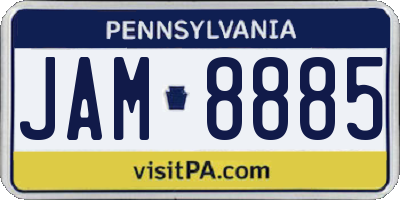 PA license plate JAM8885