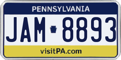 PA license plate JAM8893