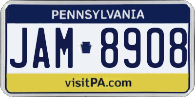PA license plate JAM8908
