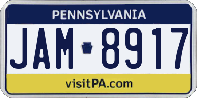 PA license plate JAM8917