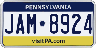 PA license plate JAM8924