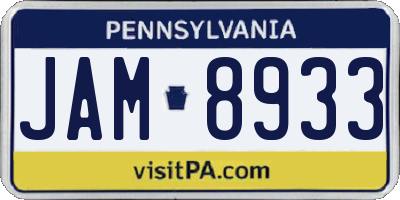 PA license plate JAM8933