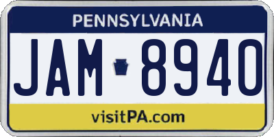 PA license plate JAM8940