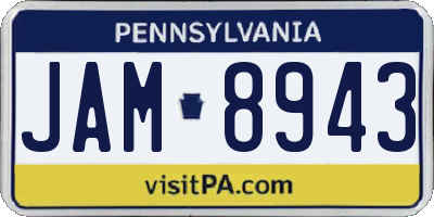 PA license plate JAM8943