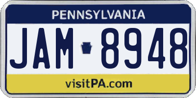 PA license plate JAM8948