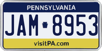 PA license plate JAM8953