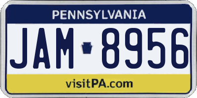 PA license plate JAM8956