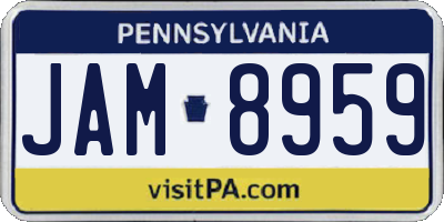 PA license plate JAM8959