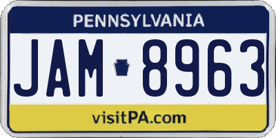 PA license plate JAM8963