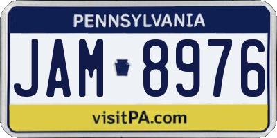 PA license plate JAM8976