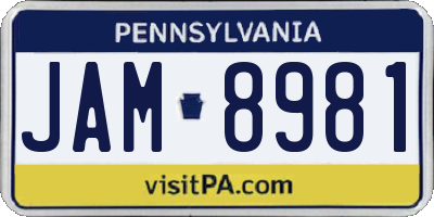PA license plate JAM8981