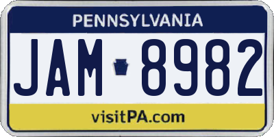 PA license plate JAM8982