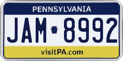 PA license plate JAM8992