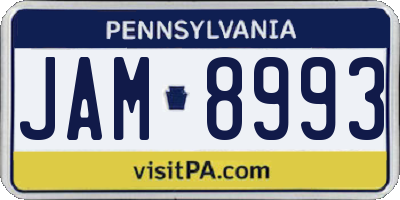 PA license plate JAM8993