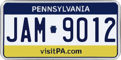 PA license plate JAM9012