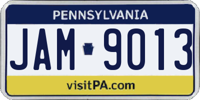 PA license plate JAM9013