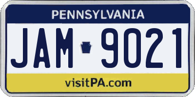 PA license plate JAM9021