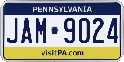 PA license plate JAM9024