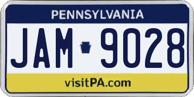 PA license plate JAM9028