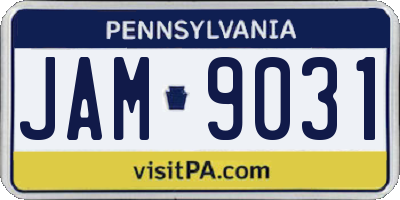 PA license plate JAM9031