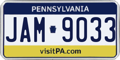 PA license plate JAM9033