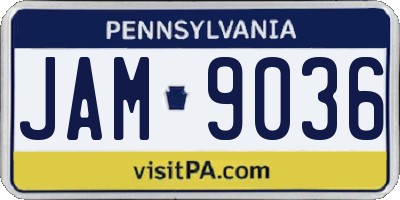 PA license plate JAM9036