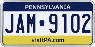 PA license plate JAM9102