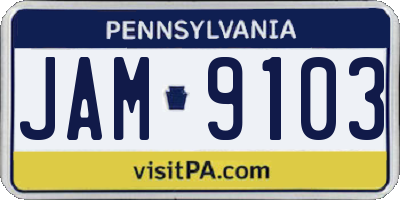 PA license plate JAM9103
