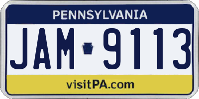 PA license plate JAM9113