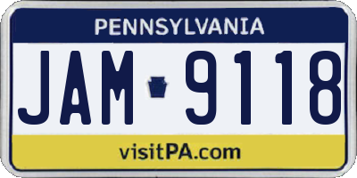 PA license plate JAM9118