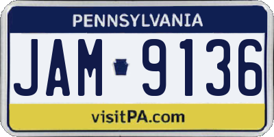 PA license plate JAM9136