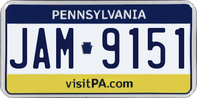 PA license plate JAM9151