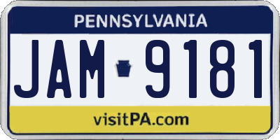 PA license plate JAM9181