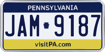 PA license plate JAM9187