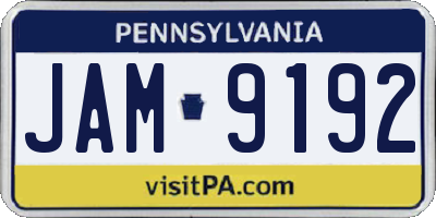 PA license plate JAM9192