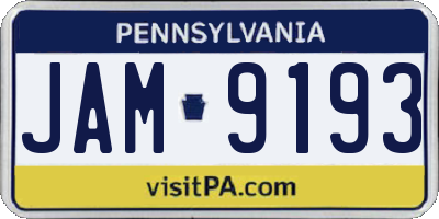 PA license plate JAM9193