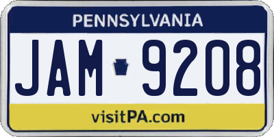 PA license plate JAM9208