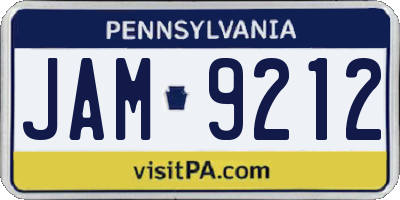 PA license plate JAM9212