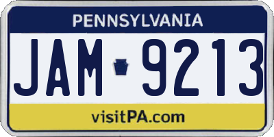 PA license plate JAM9213