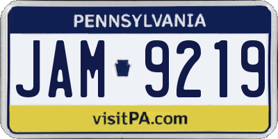 PA license plate JAM9219
